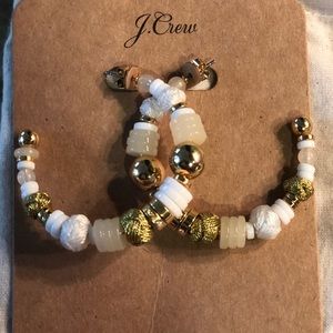 New J. Crew white beaded hoop earrings!
